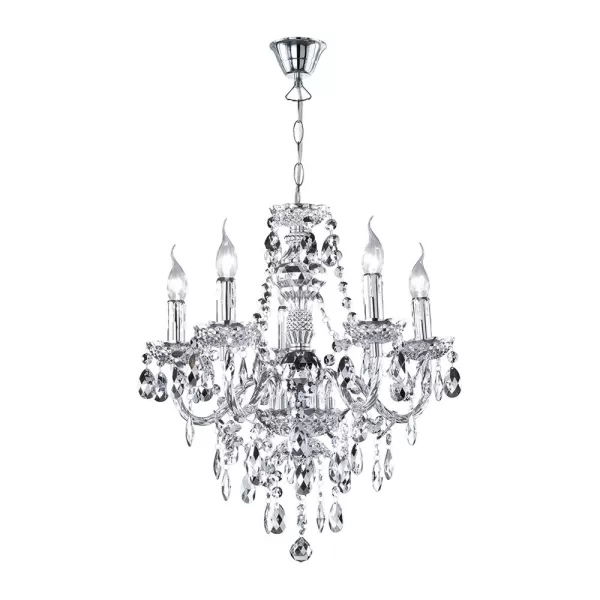 Image of Luster Young living 5 Light Multi Arm Chandelier Chrome
