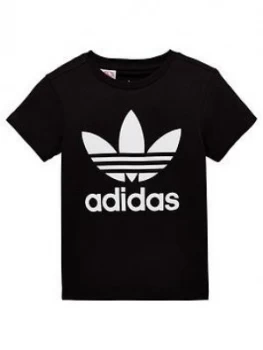Image of adidas Originals Boys Trefoil Tee, Black, Size 5-6 Years