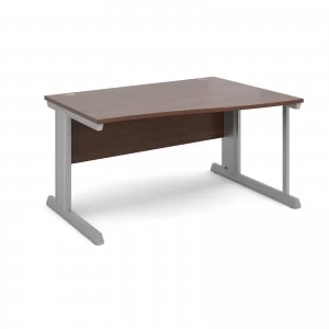 Image of Vivo Right Hand Wave Desk 1400mm - Silver Frame Walnut Top