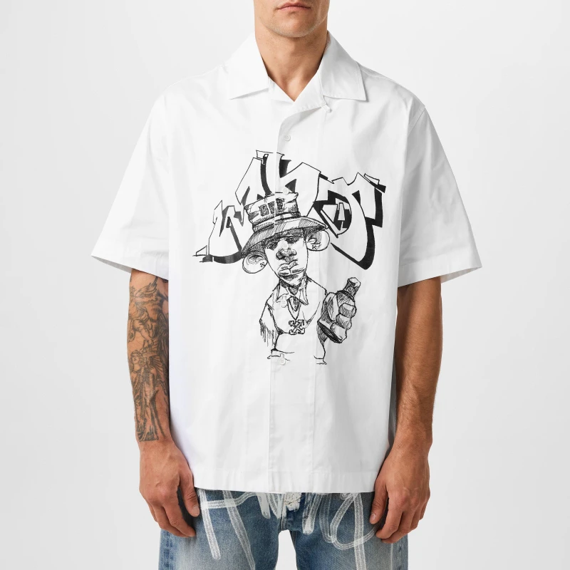 Image of Off White Mens Graff Freestyle P Graphic Print Overshirt White male S (46)