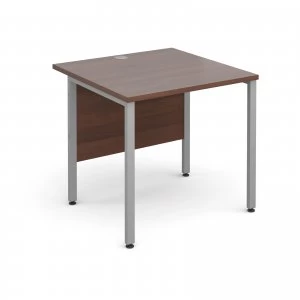 Image of Maestro 25 SL Straight Desk 800mm x 800mm - Silver H Frame Walnut top