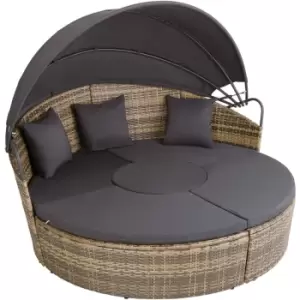 Image of Tectake Island Rattan Sun Lounger Day Bed - Brown