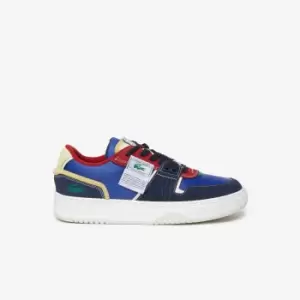 Image of Mens Lacoste L001 Leather Trainers Size 7.5 UK Blue / Red