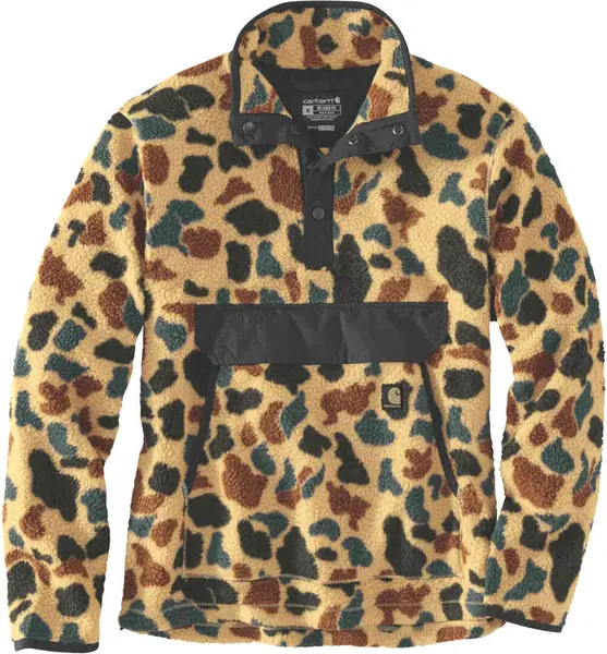 Image of Carhartt 1972 Duck Camo, fleece pullover , color: Beige/Brown/Green (A07) , size: S