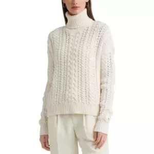 Image of Cable Knit Turtleneck Jumper in Cotton Mix