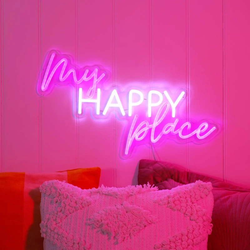 Image of Signography Neon Collection Wall Sign with USB - My Happy Place Multicolor Unisex