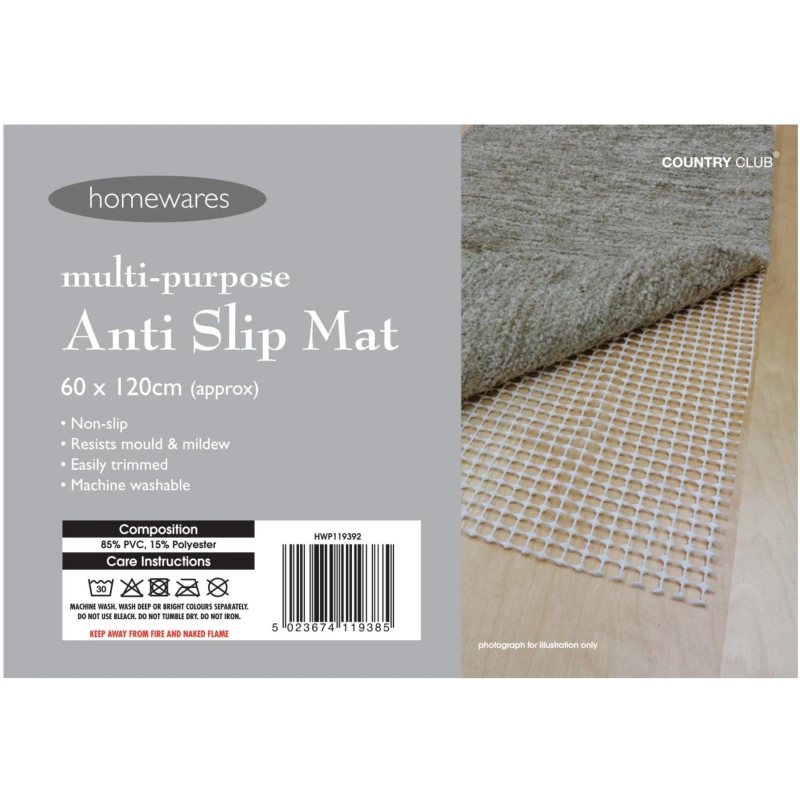 Image of Country Club Anti Slip Rug Mat 60x120cm, Cream HWP119392