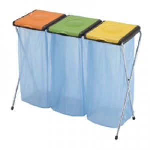 Image of Slingsby VFM OrangeGreenYellow 3-Compartment Recycling Sack Holder 60 Litres