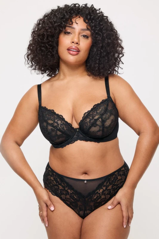 Image of Ann Summers Sexy Lace Fuller Bust Non Padded Plunge Bra Black