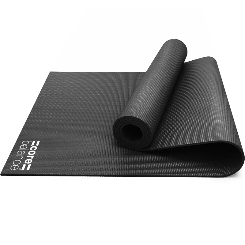 Image of Core Balance Yoga Exercise Mat Foam 6mm Non Slip Pilates Gym Fitness Roll Up Carry Strap Black