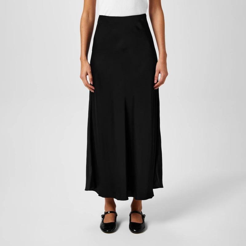 Image of French Connection Womens Ennis Slip Maxi Skirt Black female 8 (XS)