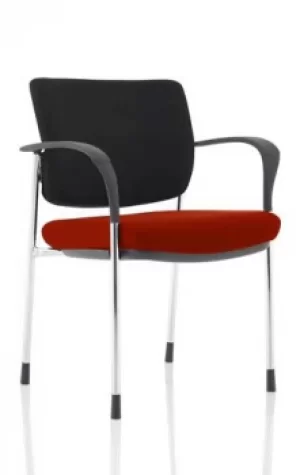 Image of Brunswick Deluxe Black Fabric Back Chrome Frame Bespoke Colour Seat Ginseng Chilli With Arms