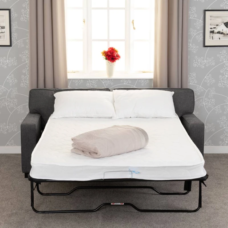 Image of Seconique Eton Sofa Bed Dark Grey Fabric Metal Pull Out Sofa Bed With Mattress