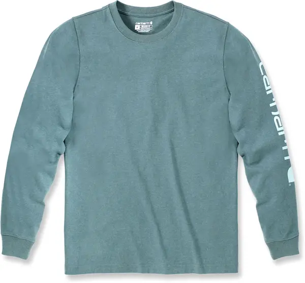 Image of Carhartt Logo Longsleeve, turquoise, Size M
