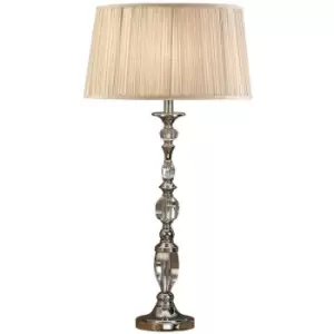 Image of Diana Luxury Large Table Lamp Bright Nickel Beige Shade Traditional Bulb Holder