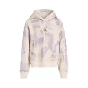 Image of Calvin Klein Jeans Brush Stroke Aop Hoodie - Cream