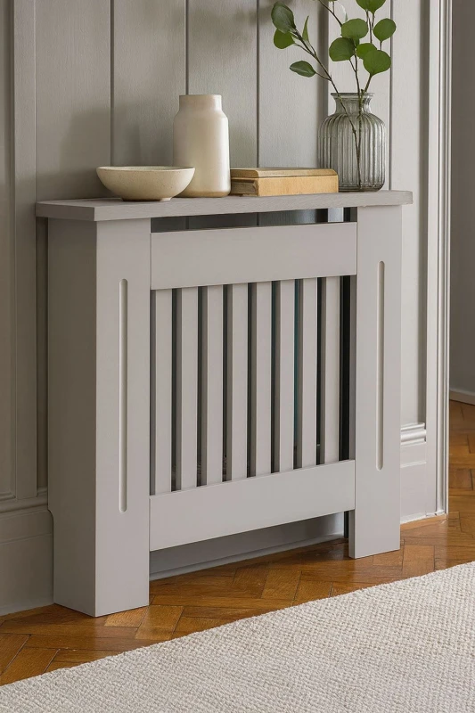 Image of Neo Grey Belgravia Decorative Radiator Cover Size: Medium Grey Unisex Medium