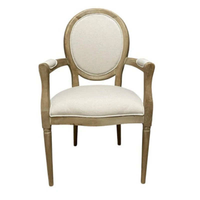 Image of MSL 94CM BROWN FRAME LINEN FABRIC LOUIS CHAIR