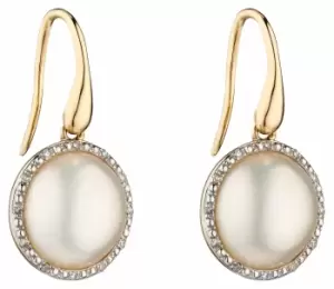 Image of Elements Gold GE2287W 9k Yellow Gold Diamond And Pearl Drop Jewellery