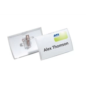 Image of Durable Name Badge Click Fold D12Combi Clip and Insert Ref 821419 Pack