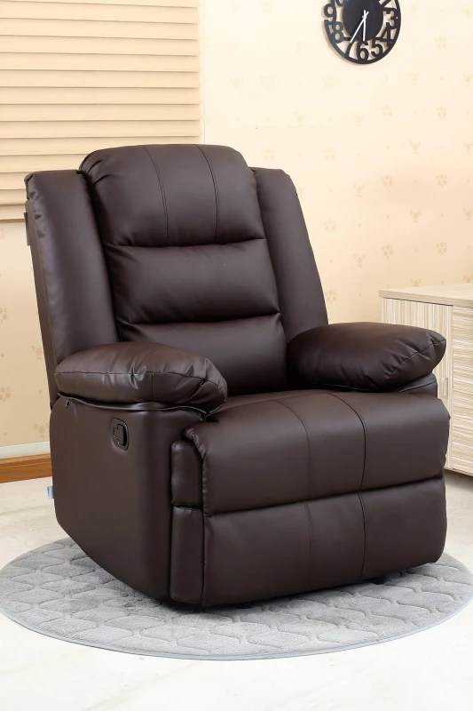 Image of Loxley Leather Recliner Chair - Brown, Brown 5.05574E+12