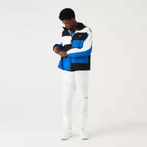 Image of Mens Lacoste Patchwork Effect Jacket Size 50 Black / Blue / White