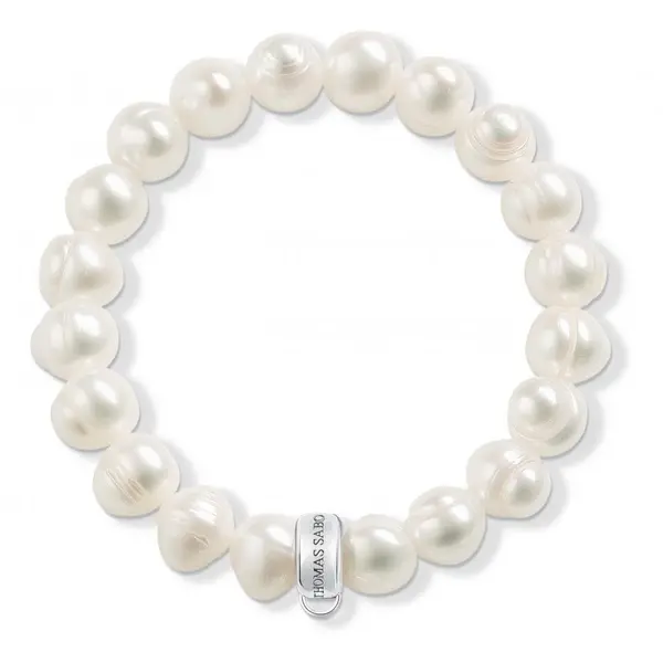 Image of Thomas Sabo Charm Club White Pearl Charm Bracelet X0041-082-14 Size 18
