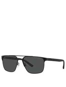 Image of Emporio Armani Matte Avaitor Sunglasses, Black, Men