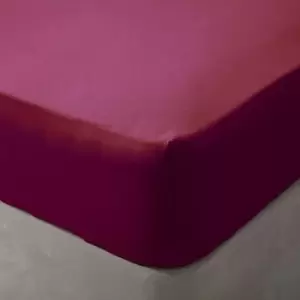 Image of Belledorm Brushed Cotton Fitted Sheet (Single) (Red) - Red
