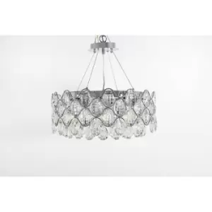 Image of Impex Raina Crystal Chrome Pendant Ceiling Light