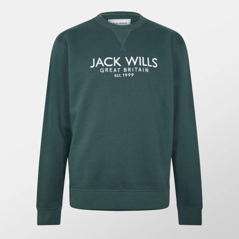 Image of Jack Wills Belvue Logo Sweatshirt Mens Dark Pine male S