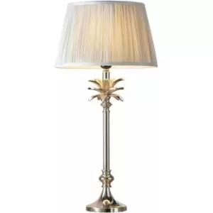 Image of Table Lamp Polished Nickel Plate & Silver Silk 60W E27 Base & Shade e10382