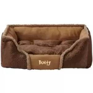 Image of Bunty Kensington Dog Bed Soft Washable Fleece Fur Cushion Warm Luxury Pet Basket - Brown - Medium