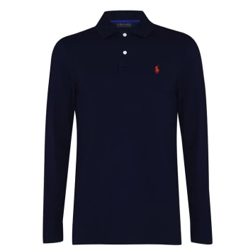 Image of Polo Ralph Lauren Long Sleeved Stretch Polo Shirt - Navy