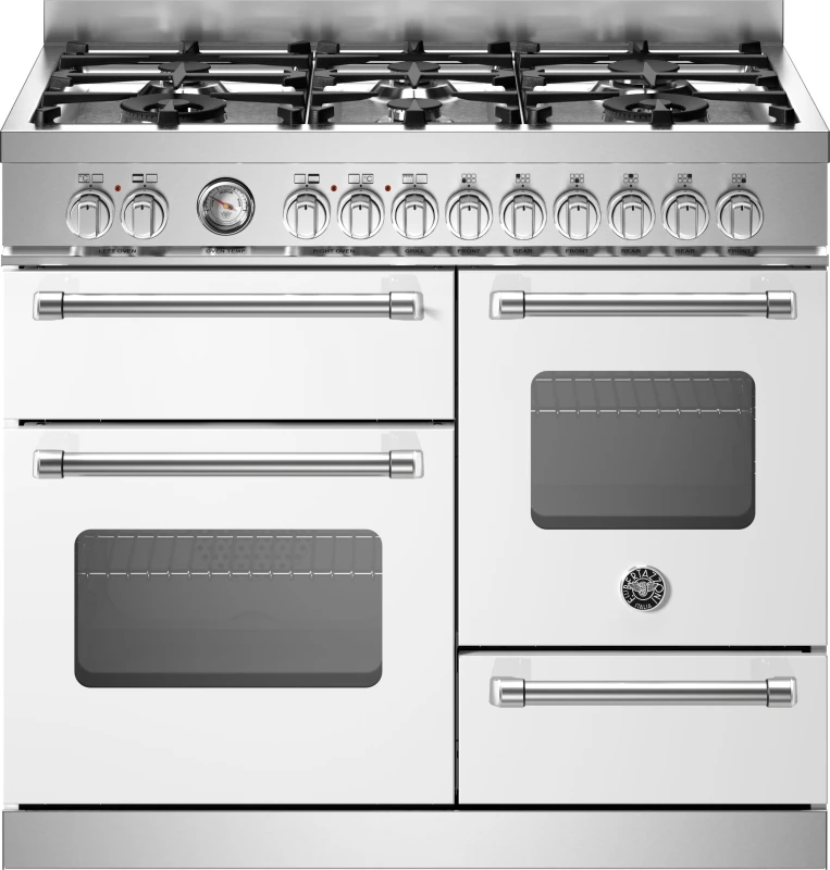 Image of Bertazzoni Master Series MAS106L3EBIC 100cm wide Dual Fuel Range Cooker with Gas Hob - Bianco - A Rated