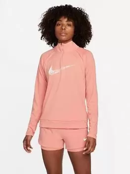 Image of Nike Swoosh Run Midlayer Long Sleeve Top - Dark Pink Size S, Women