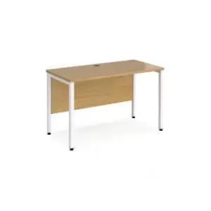 Image of Office Desk 1200mm Rectangular Desk With Bench Leg Oak Tops With White Frames 600mm Depth Maestro 25