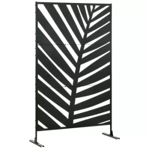 Image of Outsunny Privacy Screen with Stand and Ground Stakes, 6.5FT Metal Outdoor Divider, Decorative Privacy Panel for Garden Patio Pool Hot Tub