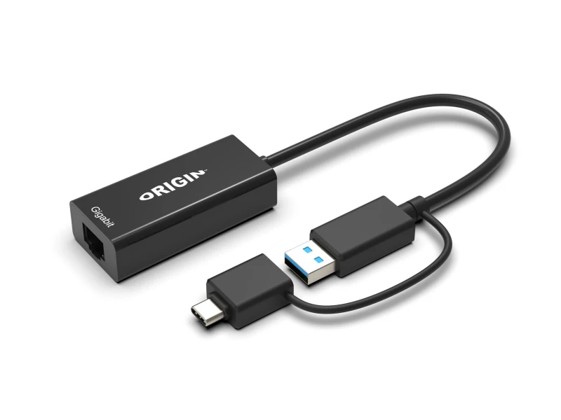 Image of Origin Storage Origin Storage USB3.0 or USB-C (with USB-C male to USB3.0 female adapter) to RJ45 Gigabit Adapter 4Z527AA#ABB-OS