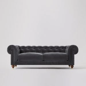 Image of Swoon Winston Velvet 3 Seater Sofa - 3 Seater - Granite