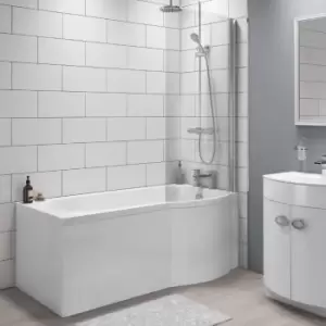 Image of Portland Right Hand P Shape Shower Bath with Bath Screen and Front Panel - 1700 x 850mm