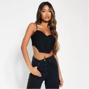 Image of I Saw It First Mesh Boning Detail Cup Detail Corset Top - Black