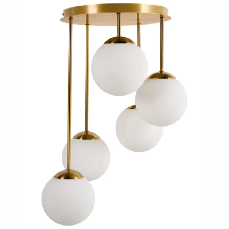 Image of Beliani 5 Light Pendant Lamp Riana Metal Brass