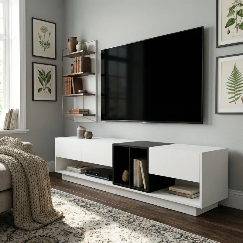 Image of Urban Meuble Modern White TV Stand Contemporary Design White unisex One Size