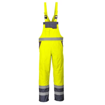 Image of Oxford Weave 300D Class 2 Hi Vis Contrast Bib and Brace Yellow / Navy L