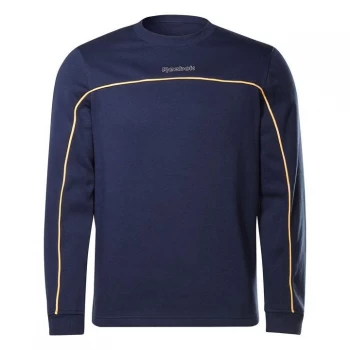 Image of Reebok Piping Crew Sweatshirt Mens - Vector Navy