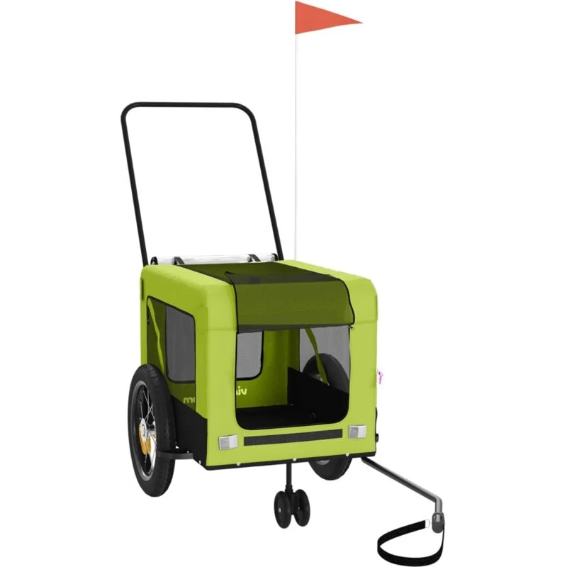 Image of vidaXL Pet Bike Trailer Green and Black Oxford Fabric and Iron, Green 93934