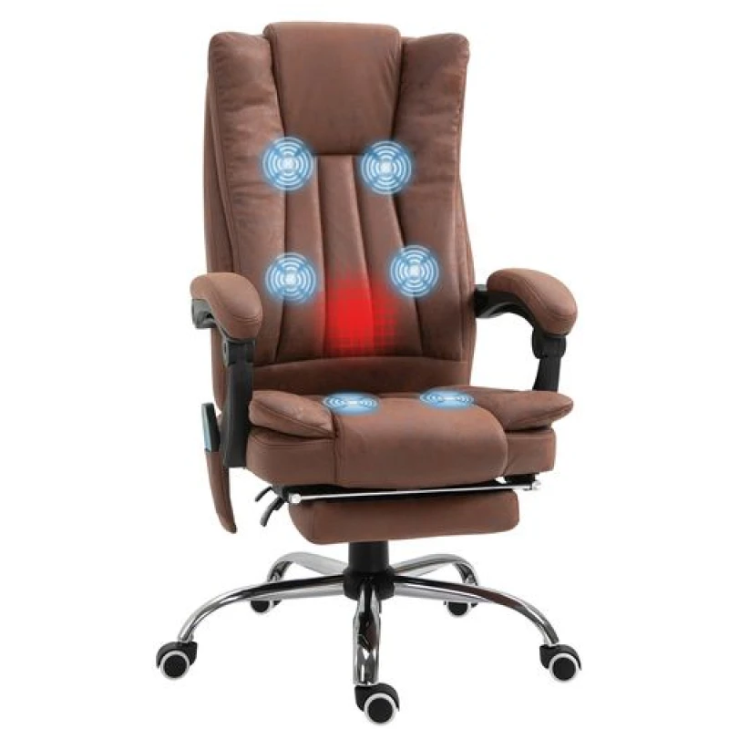 Image of Vinsetto 6-Point Vibrating Heat Massage Chair w/ Microfibre Upholstery Brown - Dark brown TJ Hughes 5056725548957