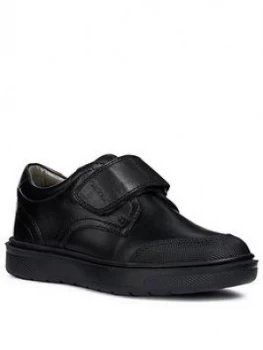 Image of Geox Riddock Leather Strap School Shoes - Black, Size 3 Older