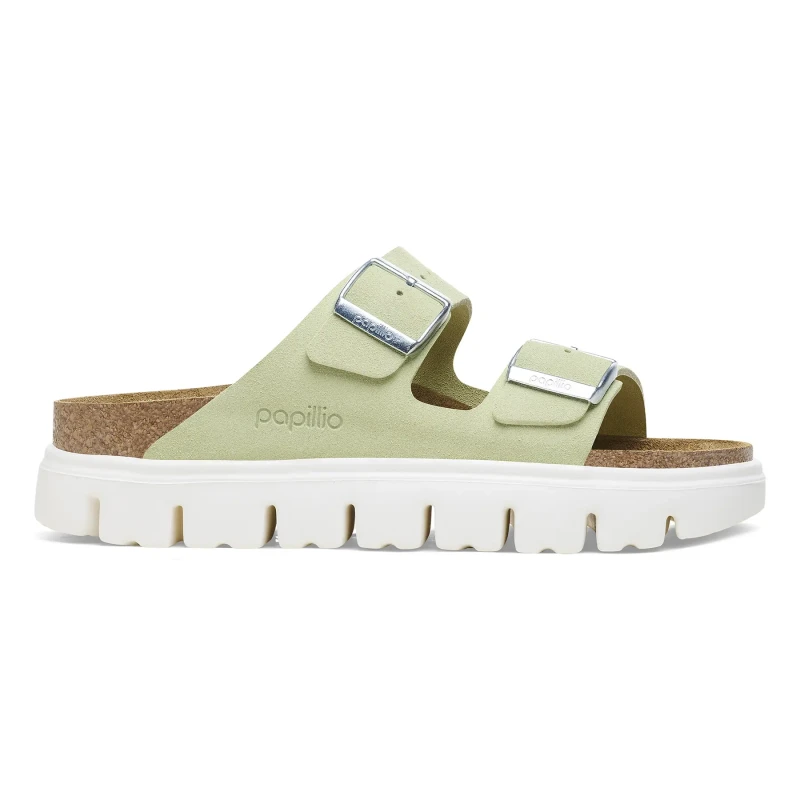 Image of Birkenstock Womens mules Birkenstock Arizona Platform Suede Leather Vert Female 40 Etroit
